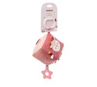 Miniland - Jouet mobile pour lit bébé - Cube sensoriel avec anneau de dentition, hochet et miroir - Stimule les sens dès la naissance (Baby Deer)