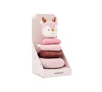 Miniland - Jouet empilable sensoriel pour bébés : anneaux souples avec hochet, stimulation motrice et auditive dès la naissance