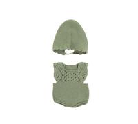 Miniland Kit de Tricot Vert pour poupées de 40 cm. Body et Bonnet en Textile recyclé. Miniland Dolls.