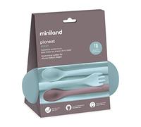 Miniland Picneat Ocean Ensemble de couverts pour bébé anatomiques et évolutifs avec housse de protection, Turquoise et violet colour