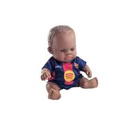 Miniland - Poupée FC Barcelona 21 cm avec Tenue Officielle Blaugrana - Poupée de Football Barça Articulée et de Collection - Licence Officielle (Africaine)
