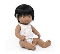 Miniland Poupée garçon hispanique avec implant auditif (boîte) - Fabriqué en Espagne, anatomiquement Correct, qualité, Inclus