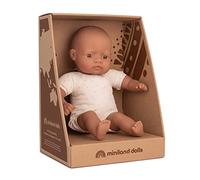 Miniland Poupée Souple de 32 cm dans Une boîte - Latino | Parfum léger à la vanille, fabriqué en Espagne, conçu pour les bébés, poupée nouveau-né, joli design pour cadeau