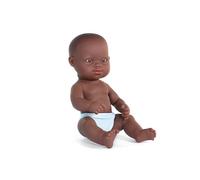 Miniland - Poupon Bébé Africain avec Syndrome de Down, 32 cm, Poupée Inclusive Sexuée avec Traits Diversifiés, Poupée Artisanale