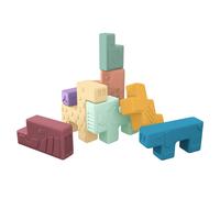 Miniland - Soft Animal Blocks : Puzzle éducatif et sensoriel pour bébés, avec des Blocs Animaux Souples, Texture et Son, à partir de 18 Mois