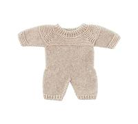 Miniland Pyjama Beige en Tricot pour poupée de 21 cm. Fabriqué en Espagne avec Textile recyclé. Miniland Dolls.