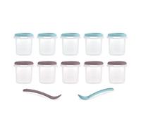 Miniland Set 10 Terra hermisized 200ml. Paquet de 10 hermétiques graduées (200ml) et deux cuillères, sûr, résistant et adapté au lave-vaisselle, micro-ondes et congélateur. Collection Terra.