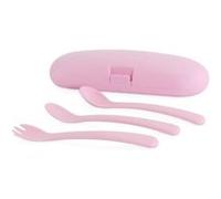 miniland - set pratique de couverts anatomiques évolutifs avec housse de protection, picneat rose G