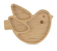 Miniland Assiette Chick en bois compartimentée avec ventouse dorée