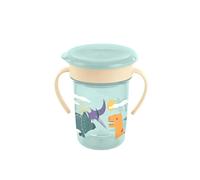 Miniland - Gobelet d'apprentissage antifuite 360º 270 ml - Poignées, Couvercle, Sans BPA (Jurassic)