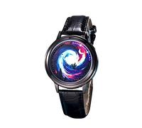 MINILUJIA Montre à écran tactile LED unique et cool - Douche de météores - Arbre à souhaits - Cerveau, univers - Voie lactée - Cadran noir simple avec bracelet en cuir souple - Bracelet noir - Ciel