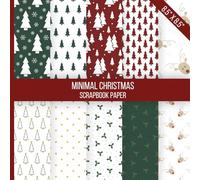 Minimal Christmas Scrapbook Paper: Holiday-themed collage book with coordinating festive patterns in a clean, modern style