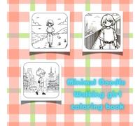 Minimal Doodle Walking girl coloring book: Kawii style illustration.Bold and easy Doodle line art for children to adults