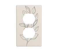 Minimal Line Art Botanical Branche Feuilles Couvercle de prise de courant Couvercle d'interrupteur décoratif 1 Gang Plaque murale pour cuisine salle de bain Taille 7 x 11,4 cm