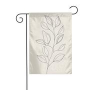 Minimal Line Art Botanique Branche Feuilles Drapeau de Jardin 30 x 45 cm Vertical Double Face Ferme Vacances Décorations Extérieur Drapeau de cour