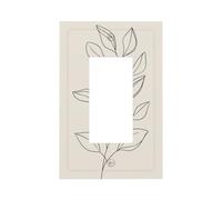 Minimal Line Art Botanique Branche Feuilles Interrupteur Plaque murale Plaque murale à bascule 1 gang Décorateur de prise de courant pour la maison, la cuisine, la salle de bain