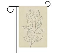 Minimal Line Art Botanique Branche Feuilles Jardin Drapeau Saisonnier Vacances Toile de jute Double Face Maison Cour Drapeaux Extérieur 30,5 x 45,7 cm