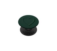 Minimal Love Cute Forest Green Contour Green Heart PopSockets PopGrip Adhésif