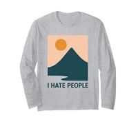 Minimal Montagne Coucher De Soleil Drôle Randonnée Anti Social Nature Manche Longue