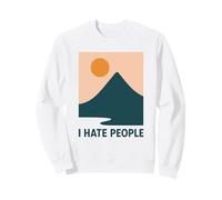 Minimal Montagne Coucher De Soleil Drôle Randonnée Anti Social Nature Sweatshirt