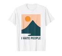 Minimal Montagne Coucher De Soleil Drôle Randonnée Anti Social Nature T-Shirt