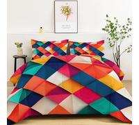 Minimalisme Couette Matelassée 135 x 200 cm Triangles Et Carrés Géométriques Imprimée Couettes 4 Saisons, Couleur Couette sans Housse 2 Personnes, Couettes Réversible Douce Lavable en Machine