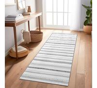 Minimalisme Lignes Géométrie Tapis De Couloir Noir 60X210 Cm - Lavable Et Antidérapant, Tapis Long Et Étroit pour Couloir, Entrée Ou Cuisine, Doux, Moderne Et Facile À Entretenir