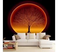 Minimalisme Mystique Arbre De Vie Papier Peint Intissé 350 x 256 cm (L x H), Orange Papier Peint Mural Photo Panoramique - pour Salon, Adulte Chambre d'enfants, Restaurant Décoration