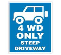 Minimalist 4WD Only Steep Slope Warning Tin Sign 12x8 Inch