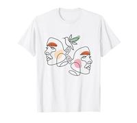 Minimalist Abstract: Women Faces and Bird Abstract Line Art T-Shirt