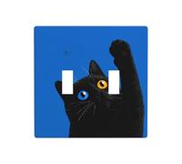 Minimalist Cat is Reaching Up Double Gang Plaque murale Plaque murale Décoration d'interrupteur Taille standard - 11,4 x 11,4 cm
