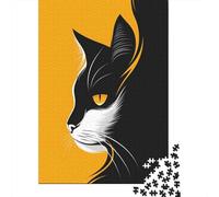 Minimalist Cat Vector Portrait in Black and Orange Puzzle Adulte De 1000 Pièces, 70x50cm/1000pcs; Pièces Lisses Et Faciles À Trier; Activité Posée pour Les Soirées Calmes