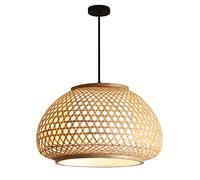 Minimalist Chandelier Industrial E27 Base Pendant Light LED Beige Bamboo Weave Handmade Pendant Light Creative Rustic Suspensiom Lamp for Dining Room,Living Room Bar