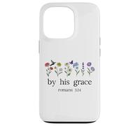 Minimalist Christian by His Grace Romans 3:24 Bible Verse Coque pour iPhone 13 Pro