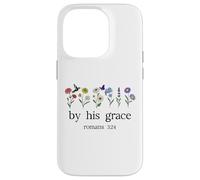 Minimalist Christian by His Grace Romans 3:24 Bible Verse Coque pour iPhone 14 Pro