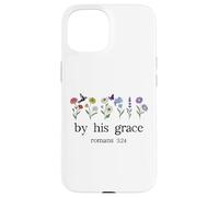 Minimalist Christian by His Grace Romans 3:24 Bible Verse Coque pour iPhone 15