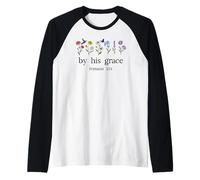 Minimalist Christian by His Grace Romans 3:24 Bible Verse Manche Raglan