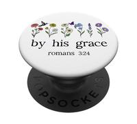 Minimalist Christian by His Grace Romans 3:24 Bible Verse PopSockets PopGrip Adhésif