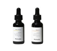 Minimalist Combo éclaircissant 10 % de vitamine C + 2 % de sérums Alpha Arbutine pour le visage Fades taches sombres, pigmentation et accné, améliore la brillance, l'hydratation et le teint de la peau
