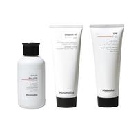 Minimalist Kit de routine basique | 2 % nettoyant pour le visage à l'acide salicylique + 10 % hydratant à la vitamine B5 + écran solaire SPF 50 avec multi-vitamines | Acné claire, hydratants et