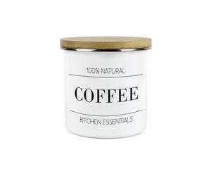 Minimalist Kitchen Essentials Boîte de rangement pour café - Décor moderne noir et blanc - 1,2 l en émail pour boissons chaudes/aliments