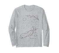 Minimalist Line Art Harajuku Anime Girl & Rabbit Japonais Manche Longue