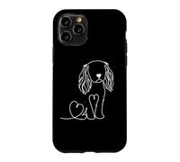 Minimalist Line Art Heart Cavalier King Charles Spaniel Dog Coque pour iPhone 11 Pro