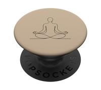 Minimalist Meditating Woman Line Art - Beige PopSockets PopGrip Adhésif