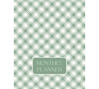 Minimalist Monthly Planner Undated: Green Plaid 18 Month Large 8x10 Simple Calendar + Graph Note Pages for Flexible Stress Free Planning