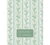 Minimalist Monthly Planner Undated: Green Stripes 18 Month Large 8x10 Simple Calendar + Graph Note Pages for Flexible Stress Free Planning