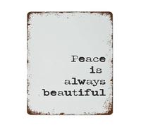 Minimalist Poetry Tin Sign Peace is Always Beautiful Rustic Wall Art for Living Room Office 8 X 12 in