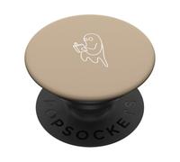 Minimalist Reading Ghost Book Lover - Beige PopSockets PopGrip Adhésif