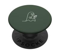 Minimalist Reading Ghost Book Lover - Vert Sauge PopSockets PopGrip Adhésif