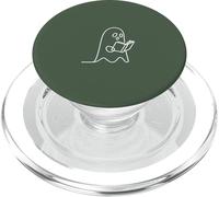 Minimalist Reading Ghost Book Lover - Vert Sauge PopSockets PopGrip pour MagSafe